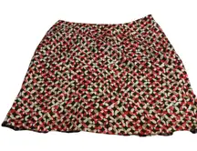 Women's Geometric Print Skirt short Knee Length BlackRed Tan White A-Line Size M