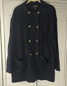 J Peterman Womens Navy Pea‎ Coat Medium