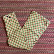 COLLECTIF LONDON RETRO STYLE GREEN PLAID WIDE LEG FLARE PANTS HOLIDAY