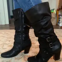 Faux Leather Shin High Boots