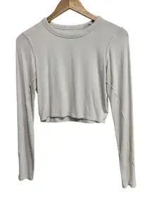 Lululemon athletica Women's Ribbed Long Sleeve Cropped off white top size 2