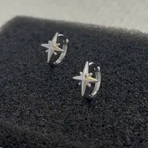 Star Small Hoop Earrings for Men Women Streetwear Hip Hop Unisex Earrings