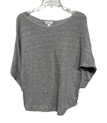 Market & Spruce Gray Knit Light Weight Sweater Size Medium Cashmere Silk Blend