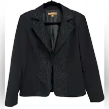 Ellen Tracy Womens Black Ribbon Notch Single Closure Blazer Pockets‎ Business 10