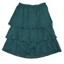 NWT J Crew Skirt Polka-Dot Tulle Green Midi Size L Mesh A-line Tiered