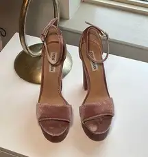 Steve Madden Pink Velvet Platform Heels