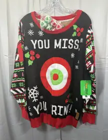 Tipsy Elves Christmas Sweater Women XL Black Red Drinking Game Target Balls‎