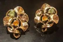 Vintage CORO Rhinestone GoldTone Clip On Earrings