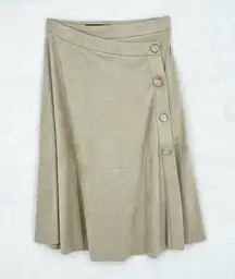 ZARA  Basic Women's Tan Faux Suede Midi Business Button Size Small Casual Skirt