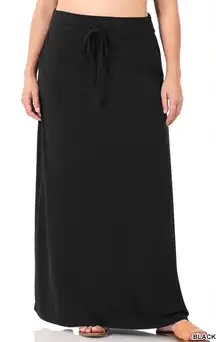 Zenana Chic Black Maxi Skirt with Tie Waist
