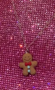 Boutique Gingerbreadman Cookie Sterling Silver 925 Necklace Holiday Christmas Seasonal Gift