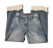 Joes Jeans Trixie Double Down Collection Wide Leg Denim Pants Cuffed Size 24