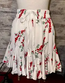 Selfie Leslie floral mini ruffle skirt white 