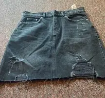Zara large black denim distressed skirt