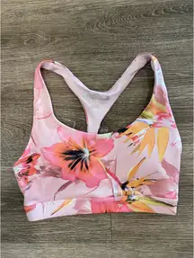 Forever 21 sports bra pink hibiscus tropical floral XS 
