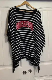 Ohio State Buckeyes Poncho XS/S Black and White Striped Gameday Couture Oversize