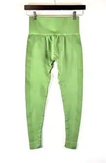 Set Active Womens Leggings Green Sculptflex High Waisted Ribbed Pull On Size XS