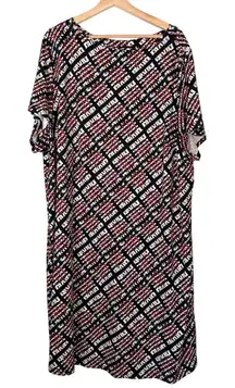 J Jill Scarlet EP Womens Size 4X Black Red Geometric Pattern Maxi Dress NWT