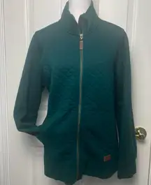 L.L. Bean women’s Diamond quilted full zip sweatshirt dark green Large