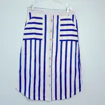 Joules|Bright Colored Linen Blend Striped skirt with buttons sz 12