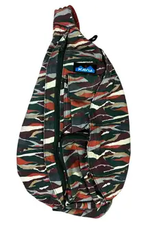 KAVU Rope Sling Bag One Size Multicolor Canvas Abstract Camo Outdoor Y2K Utility