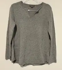 Metric Vintage notch neck‎ wool sweater grey size small