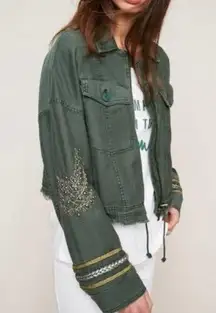 Free People Extreme Cropped Military Jacket in moss green size medium