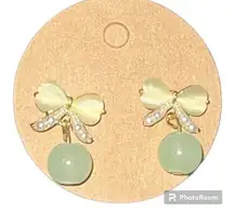 Fashion Jewelry Green Bow Earrings