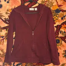 Maroon Knit Zip-Up Hoodie
