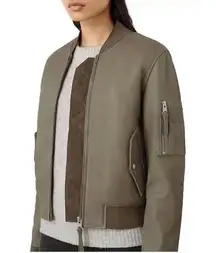 NWOT ALL SAINTS AVALON LEATHER BOMBER JACKET IN PISTACHIO GREEN