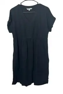 Briggs Short Sleeve Linen Dress Black‎ Size Small