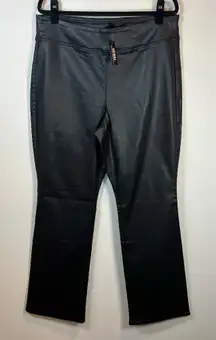 White House Black Market Curvy Extra High Rise Flare Pants Vegas Coated Black 18