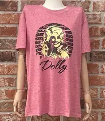 Pink Dolly Parton screen printed tee / XXL / New without tags