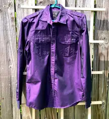 G by Guess Deep Purple Button Down Long Sleeve Shirt S