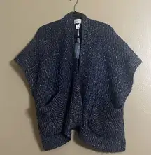 Universal Thread Sweater SzOSFM Poncho Kimono 2 Large Front Pockets Blue Knitted