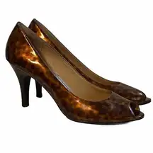 BP Animal Print Peep Toe Heels 9.5M Casual Office Workwear Shoes