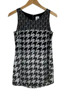 CAbi Black‎ and White Broken Check Houndstooth Sleeveless Tank Blouse