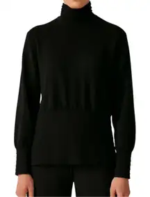 Max Mara 100% Wool Sweater Turtleneck Pullover Ribbed Trim Black XL