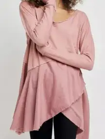 Free People tunic oh bloom pink small dusty rose comin in hot shirt raw hem NEW