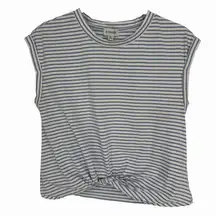 Evereve Striped Knot Front Tank Top Size XS Blue White Coastal Casual Minimalist