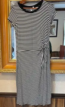 Cable & Gauge Black & White Striped Midi Dress - Size S