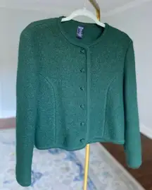 100% Wool Lands End Cardigan Blazer Scandi Structured Dark Academia Winter Fall