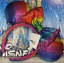 Disney parks rainbow pride sequin Minnie mouse ears