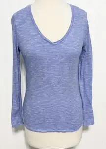 Old Navy Women's Pinstripe V Neck Long Sleeve Pullover Top Blue‎ Size Small