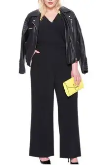 Eloquii Black V neck Wide Leg Jumpsuit