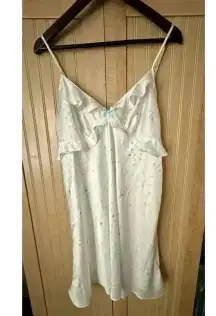 Kate Spade White Blue Polka Dot Nightgown Slip Dress Size 1 Small Ruffle Chemise