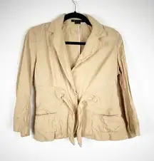 Theory Linen Blend Tie Front Blazer Sz‎ 2