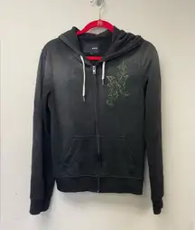 Womens 2000s Grey Hurley H Floral Design Zip Up Hoodie