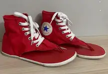 CONVERSE red chuck Taylor lace up flip-flop thong sandals size 5.5