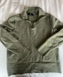 Banana Republic Wool Quarter-Zip Green Sweater